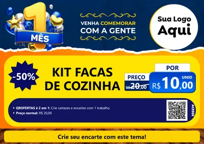 Modelo de Cartaz para Cartaz A4 Horizontal com o tema Um Mês de Aniversário para Utilidades Domésticas