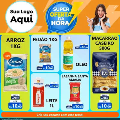 Modelo de Rede Social para Feed Facebook com o tema Super Oferta da Hora para Supermercado