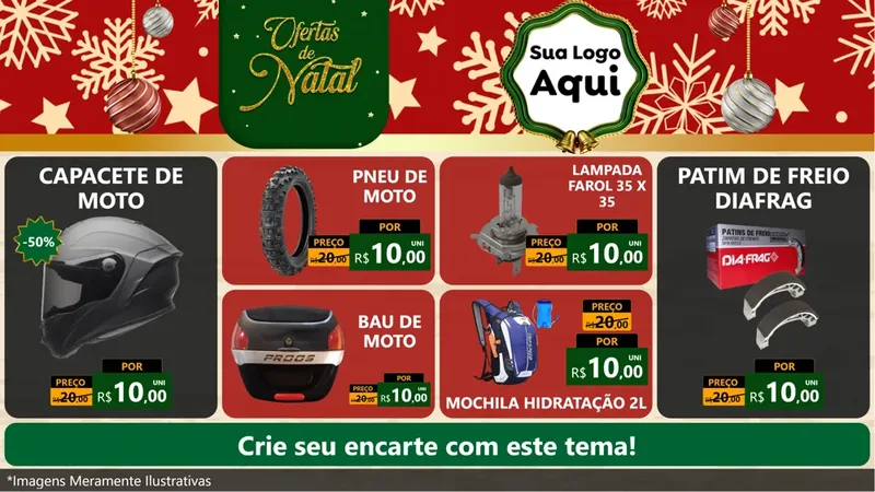 Modelo de TV para TV Horizontal com o tema Natal de Ofertas para Moto peças