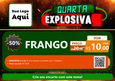 Modelo de Cartaz para Cartaz A4 Horizontal com o tema Quarta Explosiva para Assados