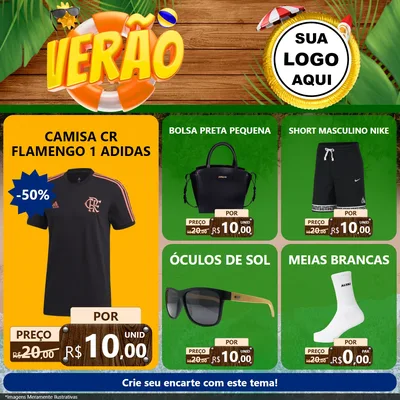 Modelo de Rede Social para Feed Facebook com o tema Verão para Roupas e acessórios