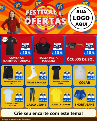 Modelo de Rede Social para Feed Instagram com o tema Festival de Ofertas para Roupas e acessórios