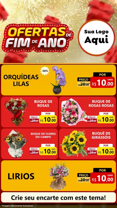 Modelo de TV para TV Vertical com o tema Ofertas de Fim de Ano para Floricultura e jardim