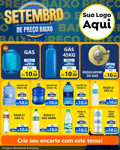 Modelo de Rede Social para Feed Instagram com o tema Setembro De Preço Baixo para Água e gás