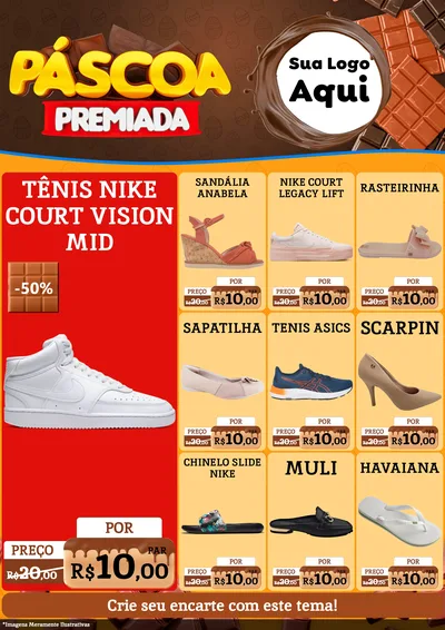 Modelo de Encarte para Encarte A4 Vertical com o tema Páscoa Premiada para Calçados