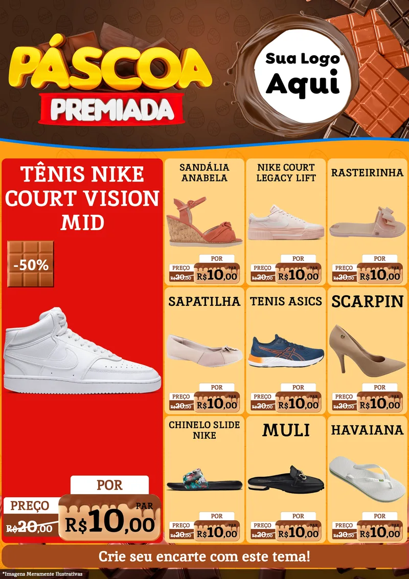 Modelo de Encarte para Encarte A4 Vertical com o tema Páscoa Premiada para Calçados