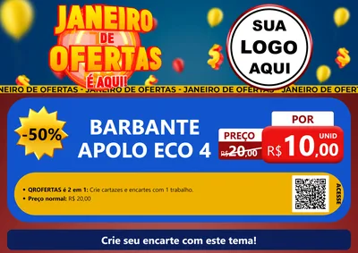 Modelo de Cartaz para Cartaz A4 Horizontal com o tema Janeiro de Ofertas É Aqui! para Armarinho e Aviamentos