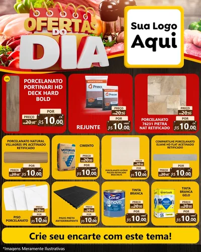 Modelo de Rede Social para Feed Instagram com o tema Ofertas do Dia para Pisos e revestimentos
