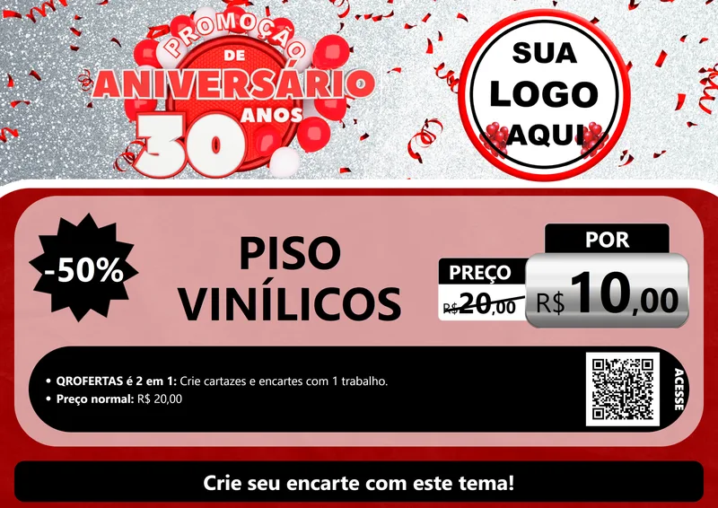 Modelo de Cartaz para Cartaz A4 Horizontal com o tema Promoção de Aniversário - 30 Anos para Material para Construção