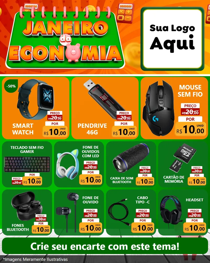 Modelo de Rede Social para Feed Instagram com o tema Janeiro da Economia para Informática