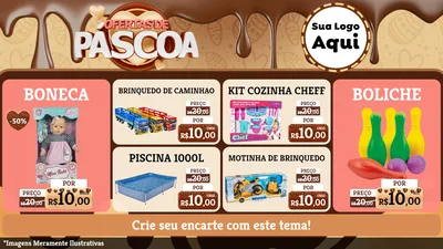 Modelo de TV para TV Horizontal com o tema Ofertas de Páscoa para Brinquedos