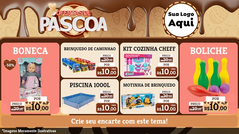 Modelo de TV para TV Horizontal com o tema Ofertas de Páscoa para Brinquedos