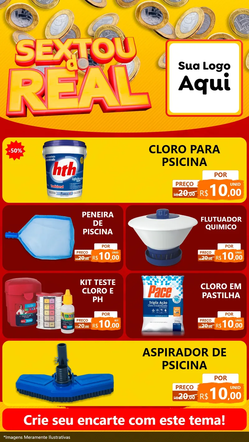 Modelo de TV para TV Vertical com o tema Sextou do Real para Produtos para Piscina