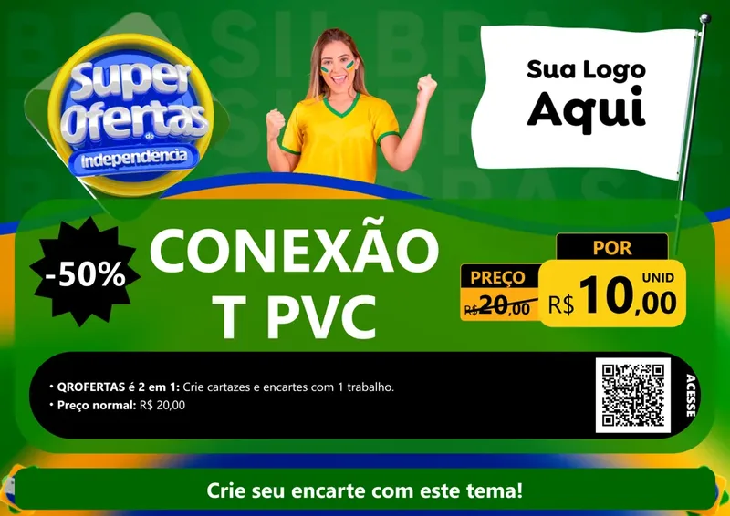 Modelo de Cartaz para Cartaz A4 Horizontal com o tema Super Ofertas de Independência para Tubos e conexões