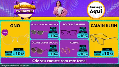 Modelo de TV para TV Horizontal com o tema Pré-Carnaval Premiado para Óticas