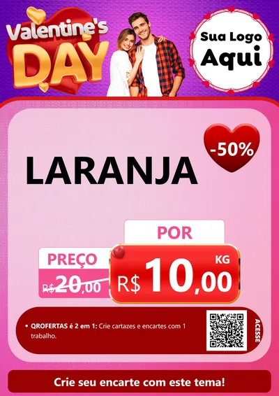 Modelo de Cartaz para Cartaz A4 Vertical com o tema Valentine's Day para Hortifrúti