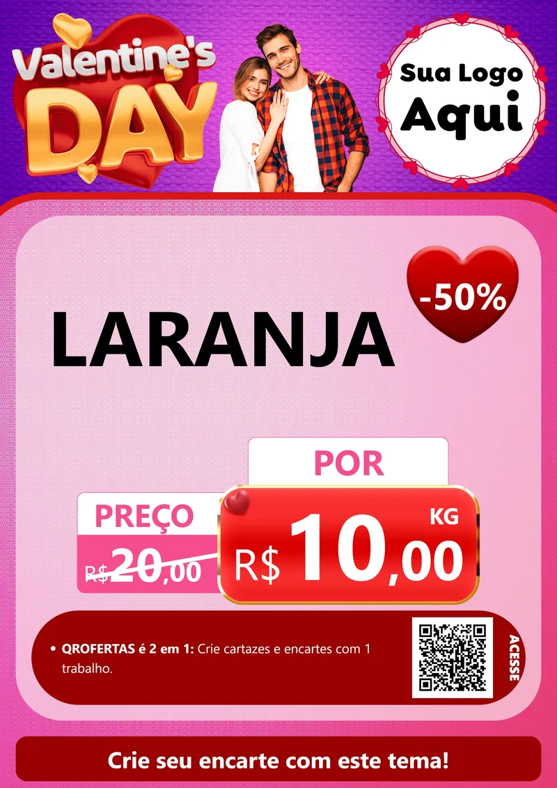 Modelo de Cartaz para Cartaz A4 Vertical com o tema Valentine's Day para Hortifrúti