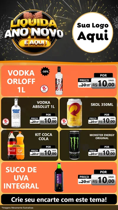 Modelo de TV para TV Vertical com o tema Liquida Ano Novo É Aqui! para Distribuidora de bebidas