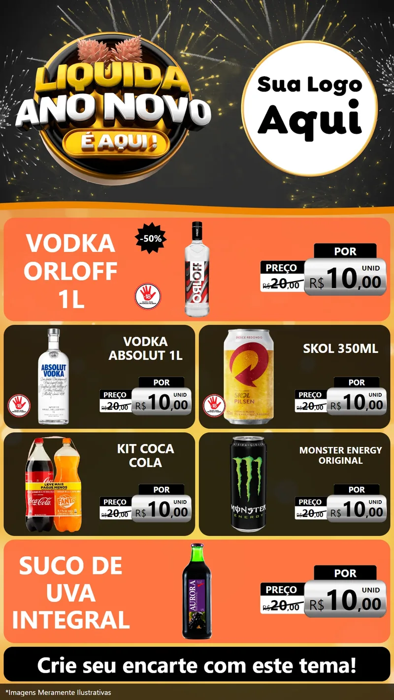 Modelo de TV para TV Vertical com o tema Liquida Ano Novo É Aqui! para Distribuidora de bebidas