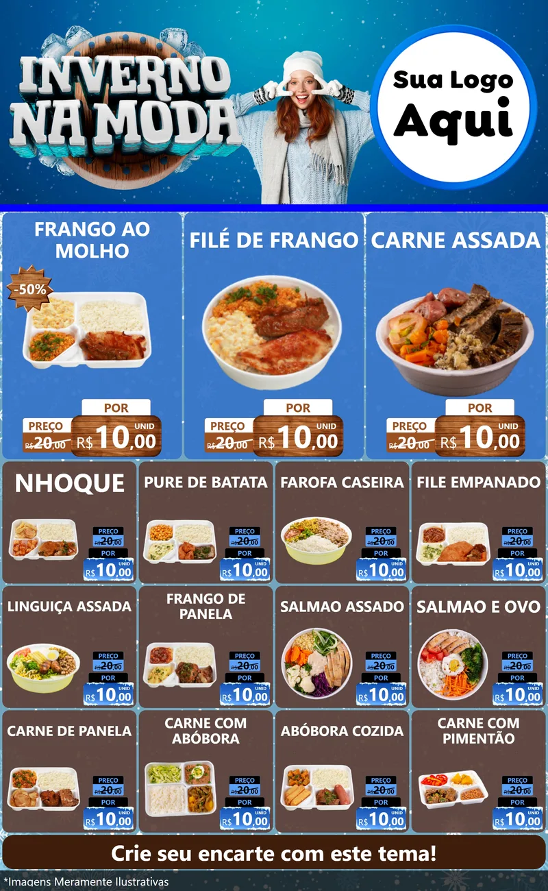 Modelo de Encarte para Encarte Grande com o tema Inverno na Moda para Restaurante