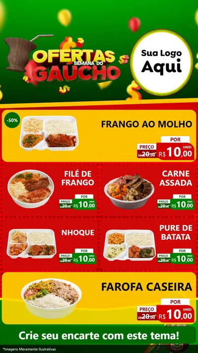 Modelo de TV para TV Vertical com o tema Ofertas Semana Do Gaúcho para Restaurante