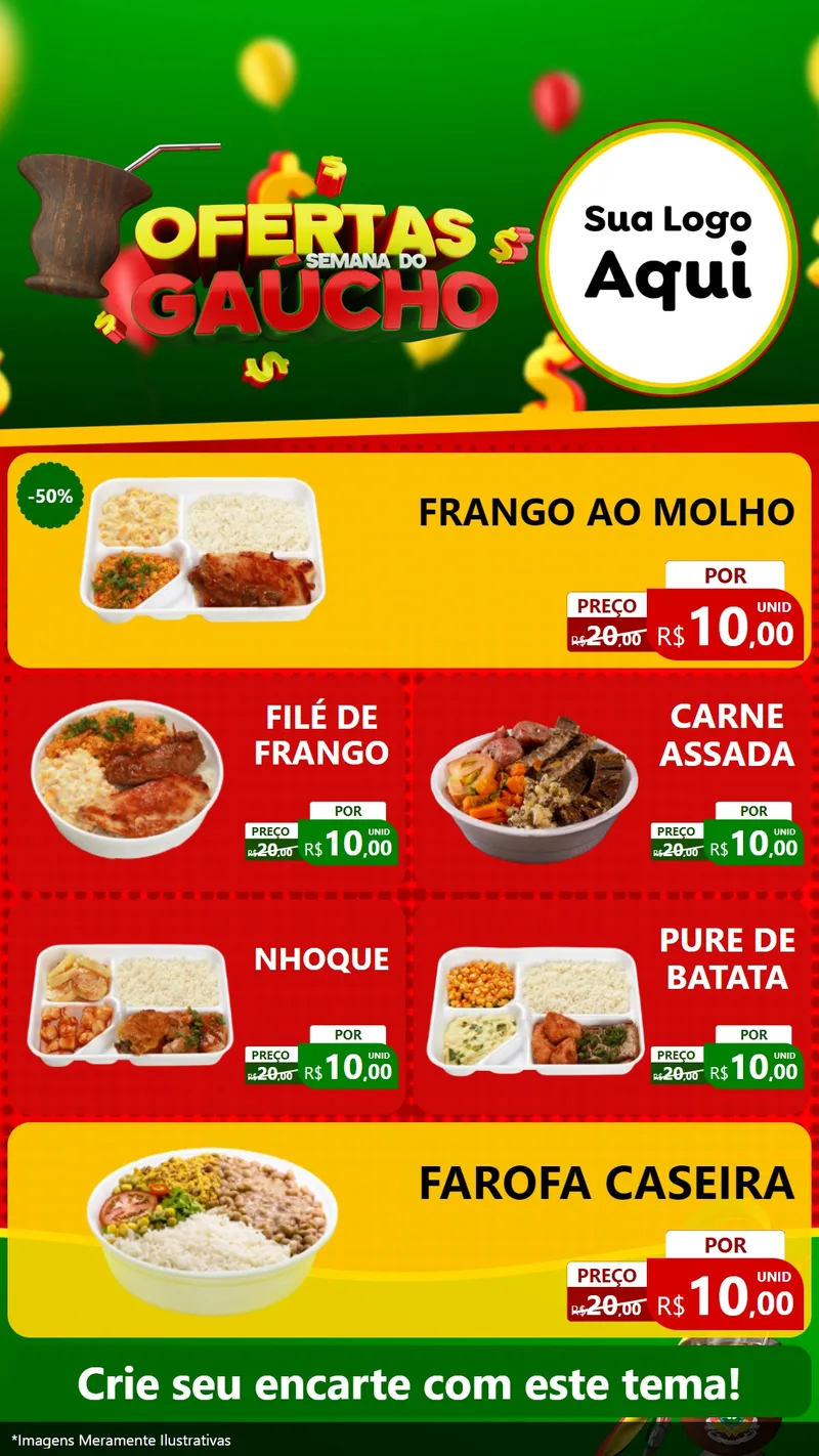 Modelo de TV para TV Vertical com o tema Ofertas Semana Do Gaúcho para Restaurante
