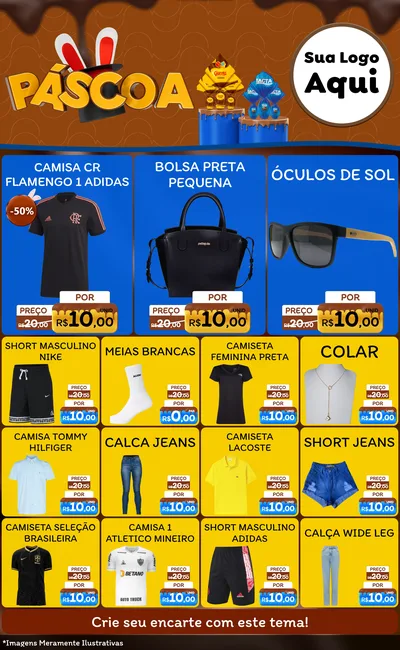 Modelo de Encarte para Encarte Grande com o tema Páscoa para Roupas e acessórios