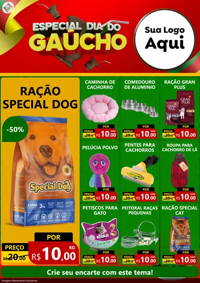 Modelo de Encarte para Encarte A4 Vertical com o tema Especial Dia do Gaúcho para Pet Shop