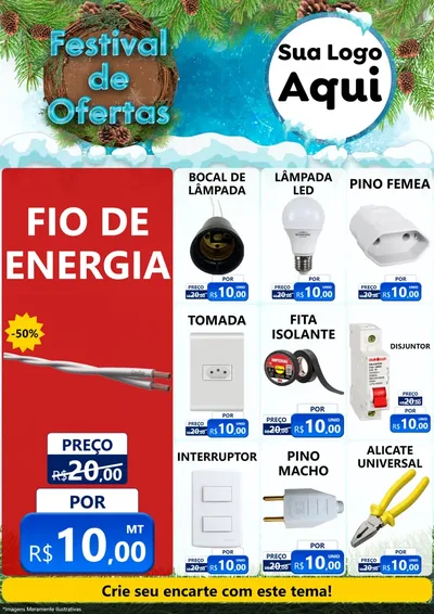 Modelo de Encarte para Encarte A4 Vertical com o tema Festival de Ofertas - Inverno para Materiais Elétricos