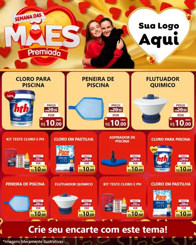 Modelo de Rede Social para Feed Instagram com o tema Semana das Mães Premiada para Produtos para Piscina