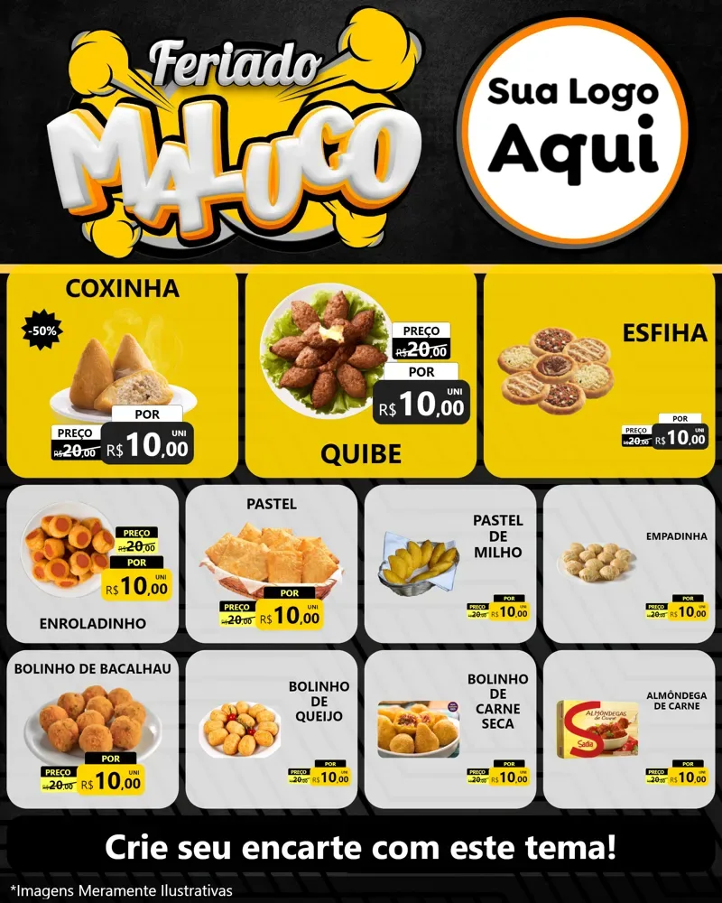 Modelo de Rede Social para Feed Instagram com o tema Feriado Maluco para Salgadaria