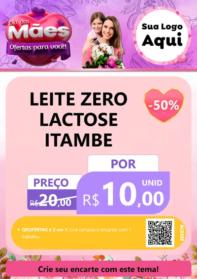 Modelo de Cartaz para Cartaz A4 Vertical com o tema Dia das Mães Ofertas para Você! para Frios e Laticínios