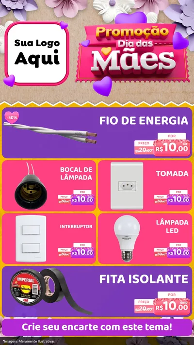 Modelo de TV para TV Vertical com o tema Promoção Dia das Mães para Materiais Elétricos