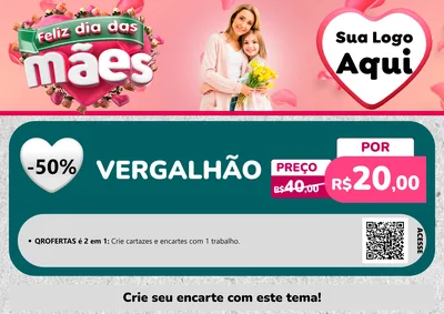 Modelo de Cartaz para Cartaz A4 Horizontal com o tema Feliz Dia das Mães para Ferragens