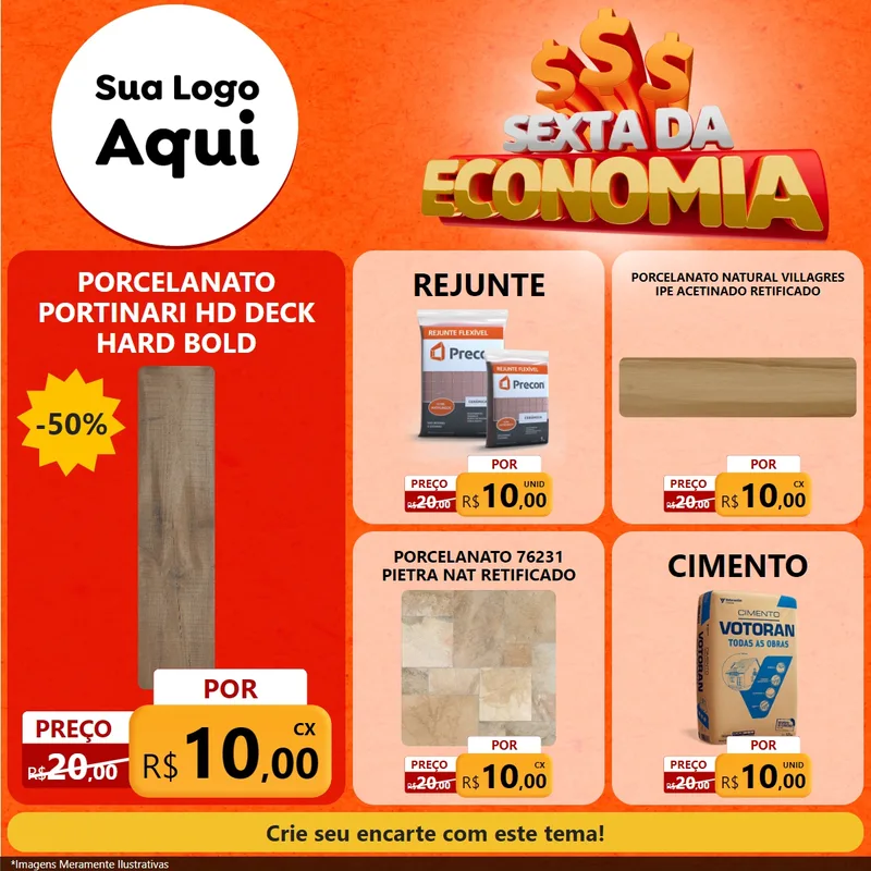 Modelo de Rede Social para Feed Facebook com o tema Sexta da Economia para Pisos e revestimentos