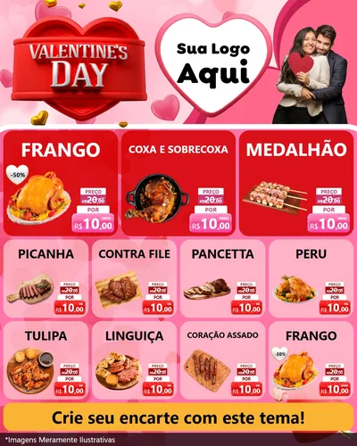 Modelo de Rede Social para Feed Instagram com o tema Valentine's Day para Assados