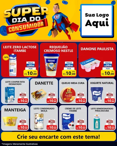 Modelo de Rede Social para Feed Instagram com o tema Super Dia do Consumidor para Frios e Laticínios