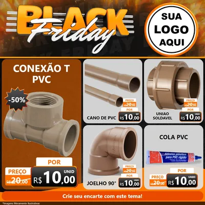 Modelo de Rede Social para Feed Facebook com o tema Black Friday para Tubos e conexões