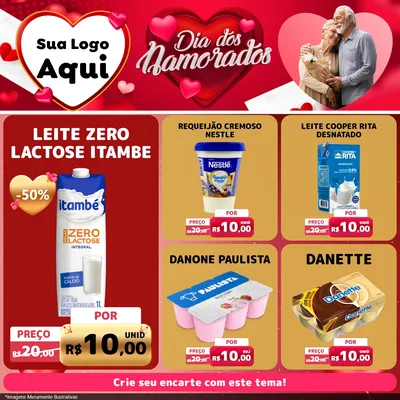 Modelo de Rede Social para Feed Facebook com o tema Dia Dos Namorados para Frios e Laticínios