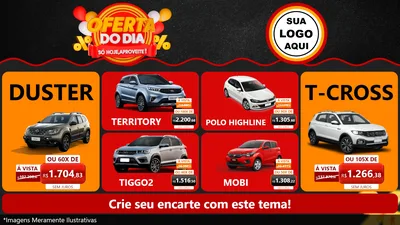 Modelo de TV para TV Horizontal com o tema Oferta do Dia - Só hoje, Aproveite! para Concessionaria de Carros
