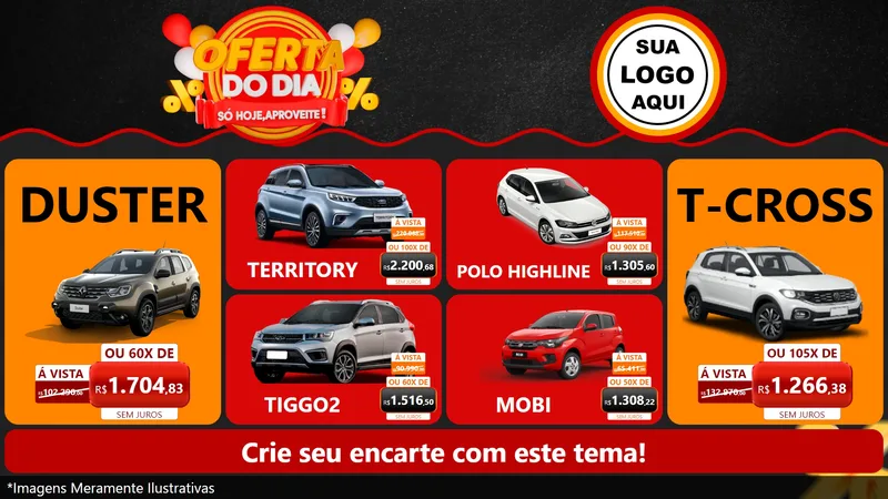 Modelo de TV para TV Horizontal com o tema Oferta do Dia - Só hoje, Aproveite! para Concessionaria de Carros