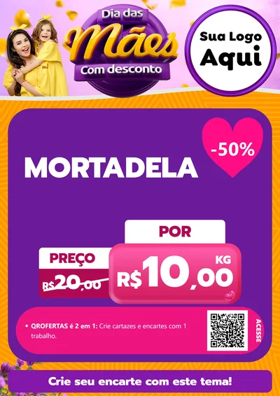 Modelo de Cartaz para Cartaz A4 Vertical com o tema Dia das Mães com Desconto para Frios e Laticínios