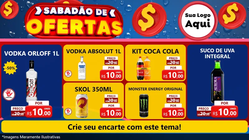 Modelo de TV para TV Horizontal com o tema Sabadão de Ofertas para Distribuidora de bebidas