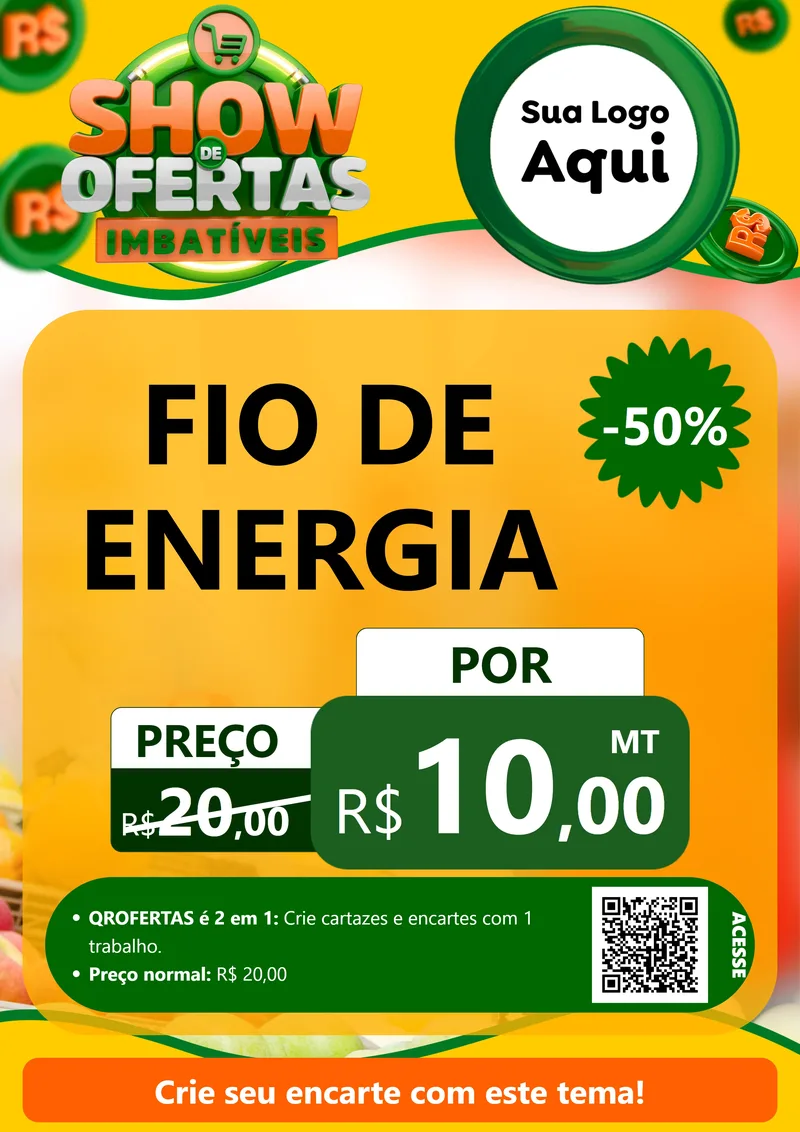 Modelo de Cartaz para Cartaz A4 Vertical com o tema Show de Ofertas Imbatíveis para Materiais Elétricos