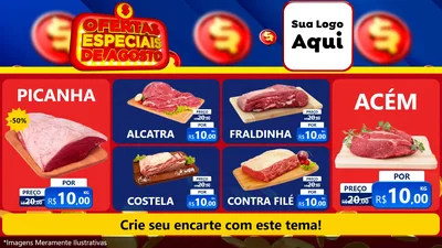 Modelo de TV para TV Horizontal com o tema Ofertas Especiais de Agosto para Açougue