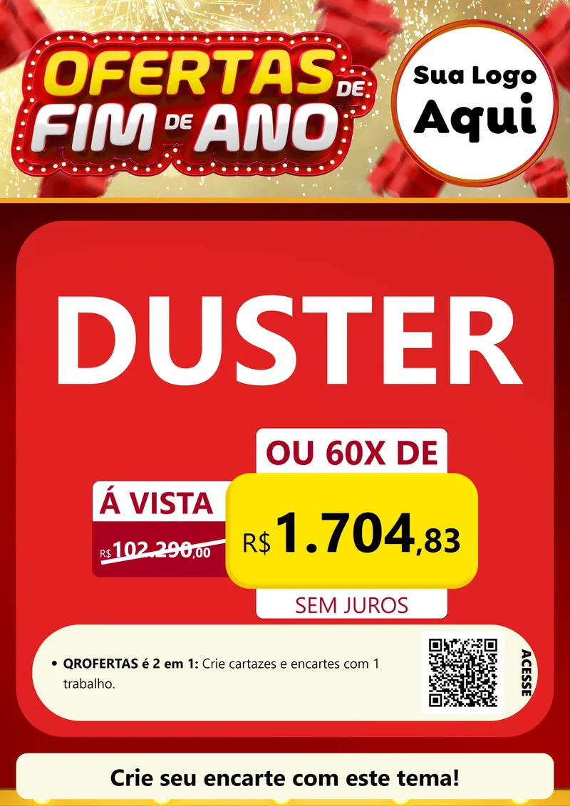 Modelo de Cartaz para Cartaz A4 Vertical com o tema Ofertas de Fim de Ano para Concessionaria de Carros