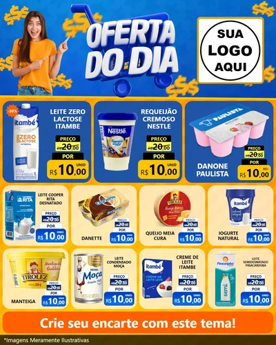 Modelo de Rede Social para Feed Instagram com o tema Oferta do Dia para Frios e Laticínios