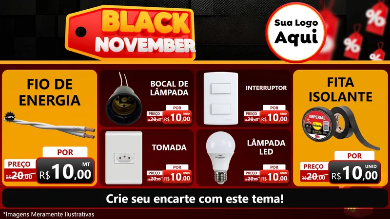 Modelo de TV para TV Horizontal com o tema Black November para Materiais Elétricos