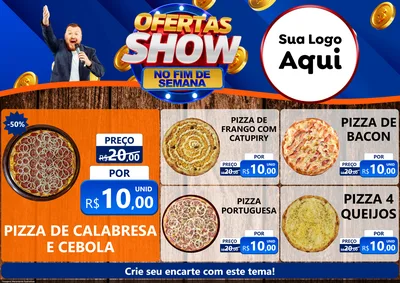 Modelo de Encarte para Encarte A4 Horizontal com o tema Ofertas Show No Fim De Semana para Pizzaria