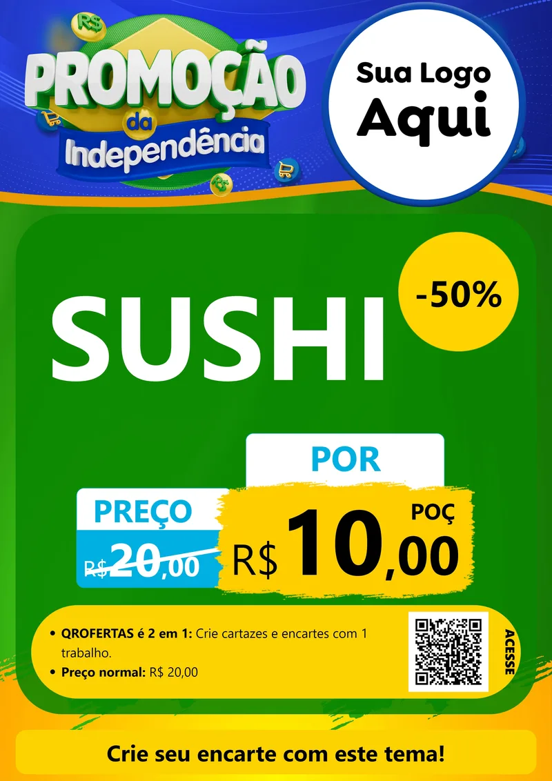 Modelo de Cartaz para Cartaz A4 Vertical com o tema Promoção da Independência para Comida japonesa